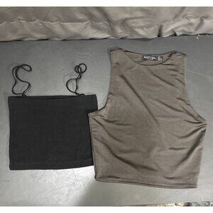 Zara Black Crop Top Size SMALL & Nasty Gal Size 2 Crop Top Gray Lot Of 2